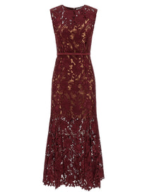 SELF PORTRAIT - SELF PORTRAIT - ’Burgundy Guipure Lace Midi’ dress - Women’s Clothing