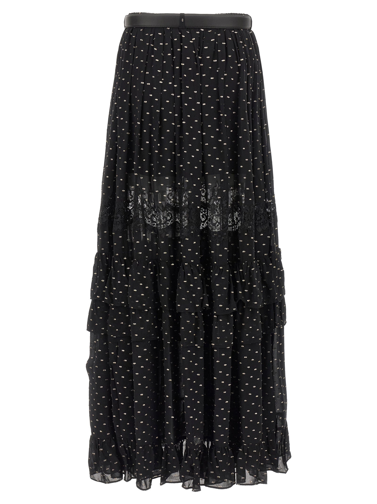 SELF PORTRAIT - SELF PORTRAIT - ’Black And Gold Chiffon Lace Maxi’ skirt - Women’s Bottoms