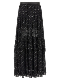 SELF PORTRAIT - SELF PORTRAIT - ’Black And Gold Chiffon Lace Maxi’ skirt - Women’s Bottoms
