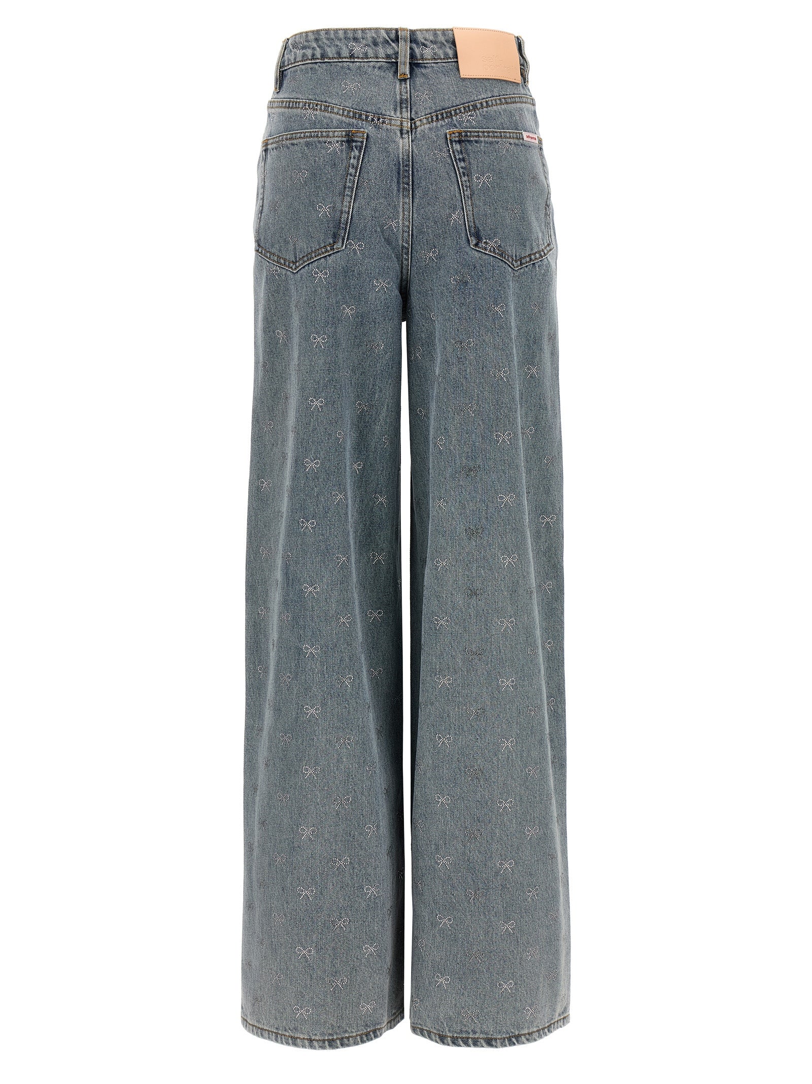SELF PORTRAIT - SELF PORTRAIT - ’Light Blue Diamante Bow’ jeans - Women’s Clothing