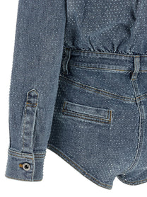 SELF PORTRAIT - SELF PORTRAIT - ’Rhinestone Denim’ jumpsuit - Women’s Tops