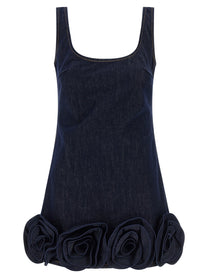 SELF PORTRAIT - SELF PORTRAIT - ’Indigo Denim 3D Flower Mini’ dress - Women’s Clothing