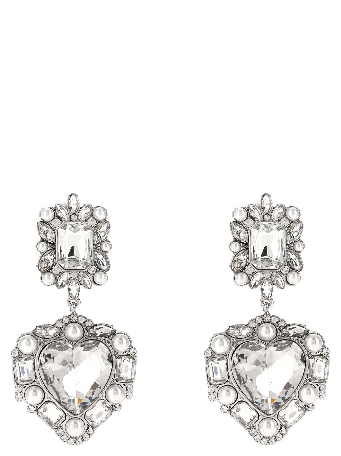 SELF PORTRAIT - SELF PORTRAIT - ’Crystal Pearl Tiered Heart’ earrings - Women’s Accessories