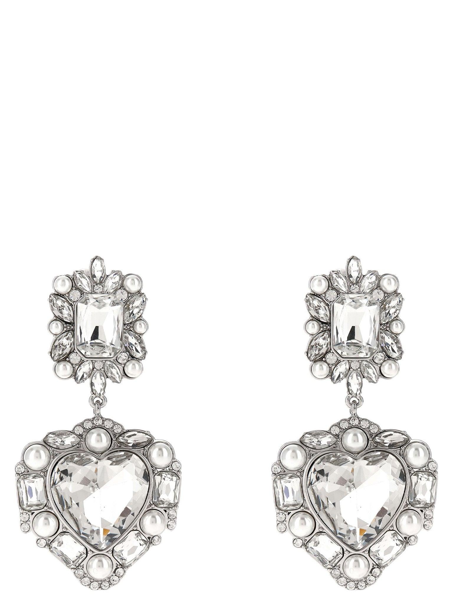 SELF PORTRAIT - SELF PORTRAIT - ’Crystal Pearl Tiered Heart’ earrings - Women’s Accessories