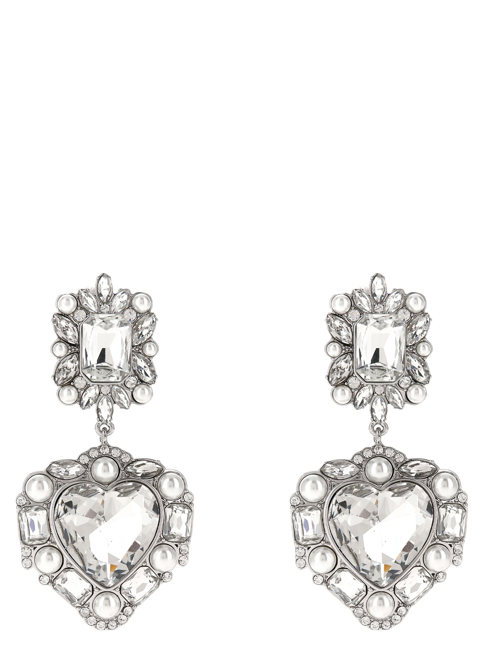 SELF PORTRAIT - SELF PORTRAIT - ’Crystal Pearl Tiered Heart’ earrings - Women’s Accessories