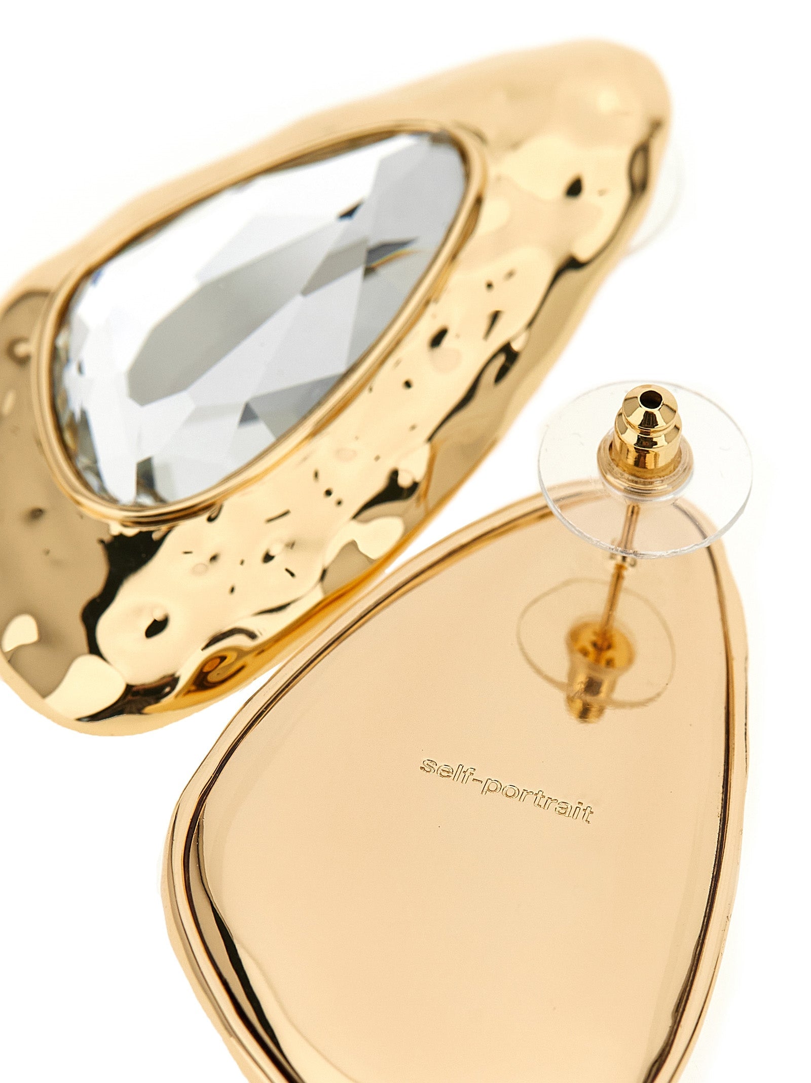 SELF PORTRAIT - SELF PORTRAIT - ’Hammered Gold Crystal’ earrings - Women’s Accessories