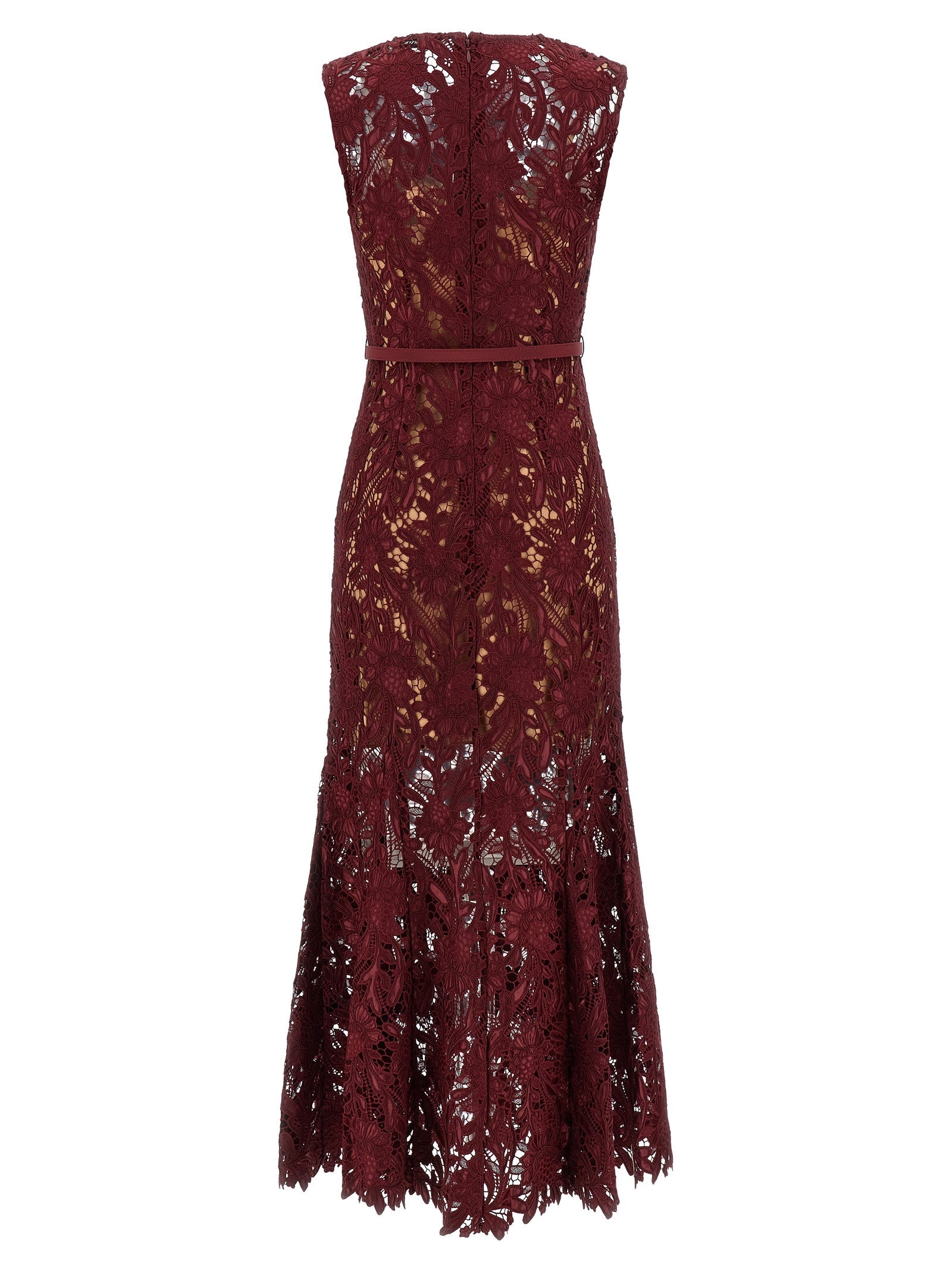 SELF PORTRAIT - SELF PORTRAIT - ’Burgundy Guipure Lace Midi’ dress - Women’s Clothing
