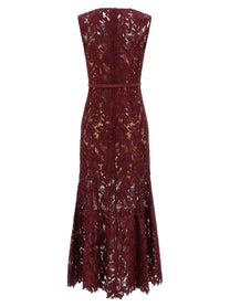 SELF PORTRAIT - SELF PORTRAIT - ’Burgundy Guipure Lace Midi’ dress - Women’s Clothing