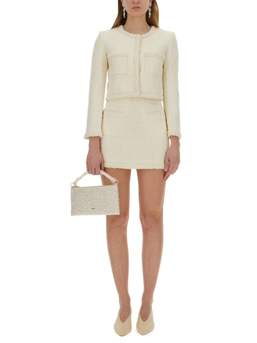 SELF-PORTRAIT - Self Portrait Boucle Mini Skirt With Pearls - Woman-&gt;Clothing-&gt;Skirts