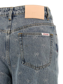 SELF PORTRAIT - SELF PORTRAIT - ’Light Blue Diamante Bow’ jeans - Women’s Clothing
