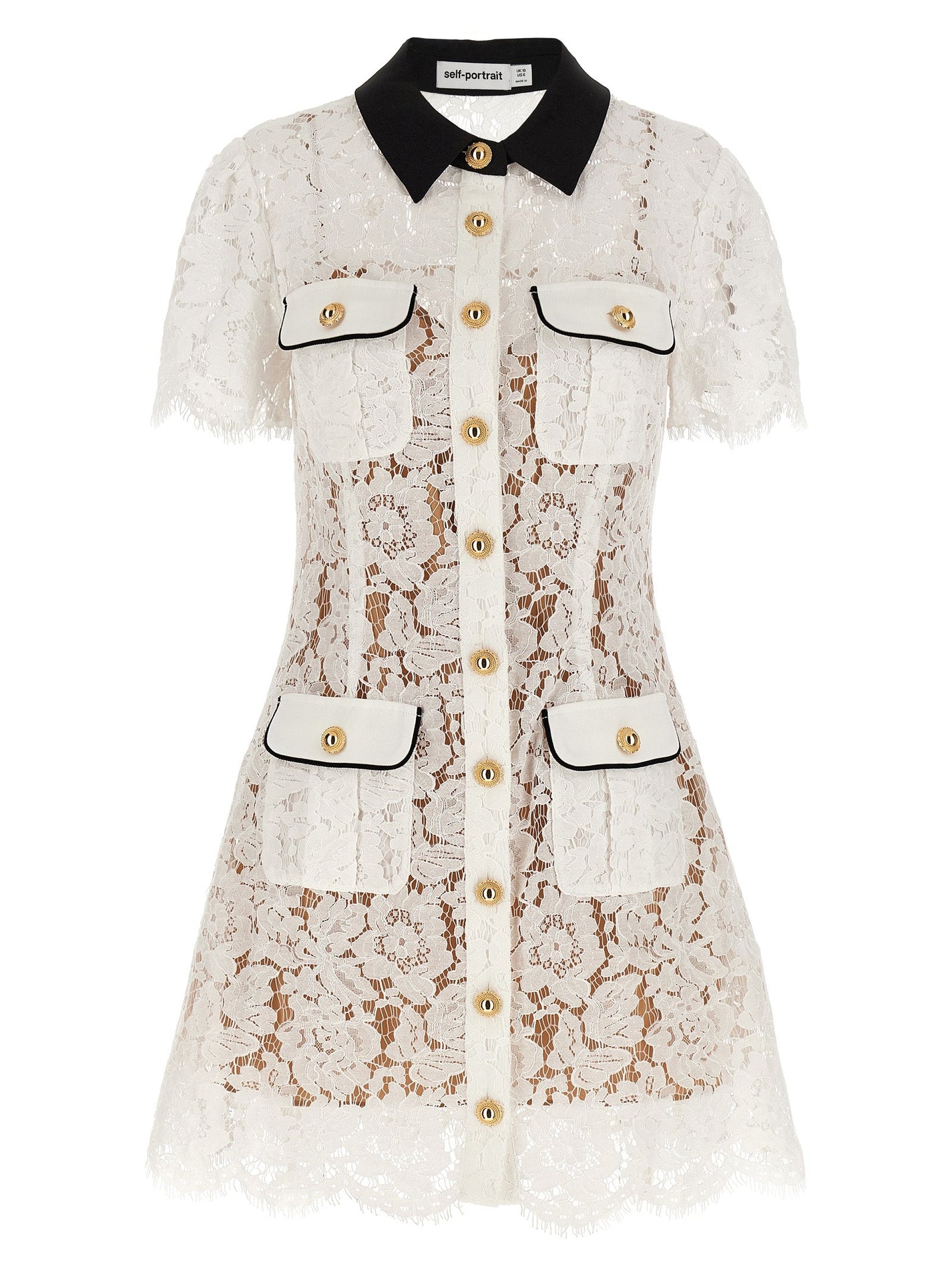 SELF PORTRAIT - SELF PORTRAIT - ’White Lace Contrast Collar Mini’ dress - Women’s Clothing