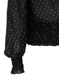 SELF PORTRAIT - SELF PORTRAIT - ’Black And Gold Chiffon’ top - Women’s Tops