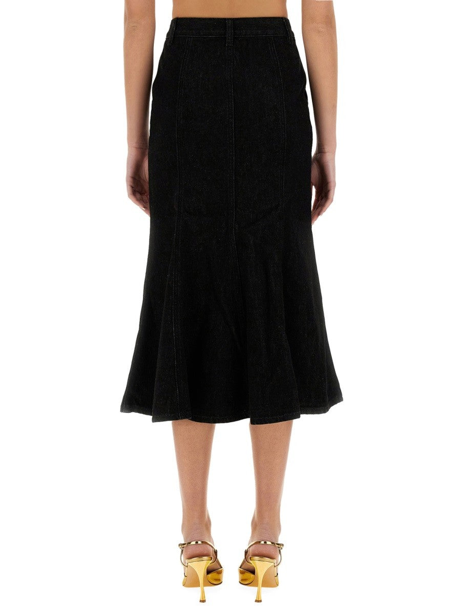 SELF-PORTRAIT - Self Portrait Denim Flared Midi Skirt - Woman-&gt;Clothing-&gt;Skirts