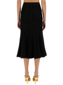 SELF-PORTRAIT - Self Portrait Denim Flared Midi Skirt - Woman-&gt;Clothing-&gt;Skirts