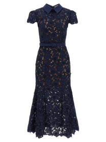 SELF PORTRAIT - SELF PORTRAIT - ’Navy Guipure Lace Midi’ dress - Women’s Clothing