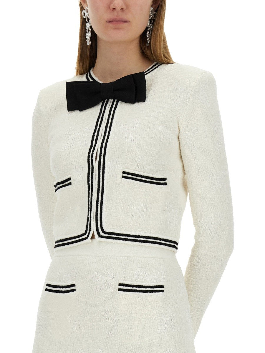 SELF-PORTRAIT - Self Portrait Jacquard Cardigan With Bow - Woman-&gt;Clothing-&gt;Jackets