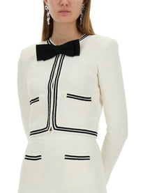 SELF-PORTRAIT - Self Portrait Jacquard Cardigan With Bow - Woman-&gt;Clothing-&gt;Jackets