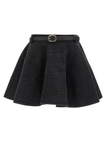 SELF PORTRAIT - SELF PORTRAIT - ’Black Flared Denim Mini’ skirt - Women’s Bottoms