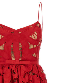 SELF PORTRAIT - SELF PORTRAIT - ’Red Bow Embroidered Midi’ dress - Women’s Clothing