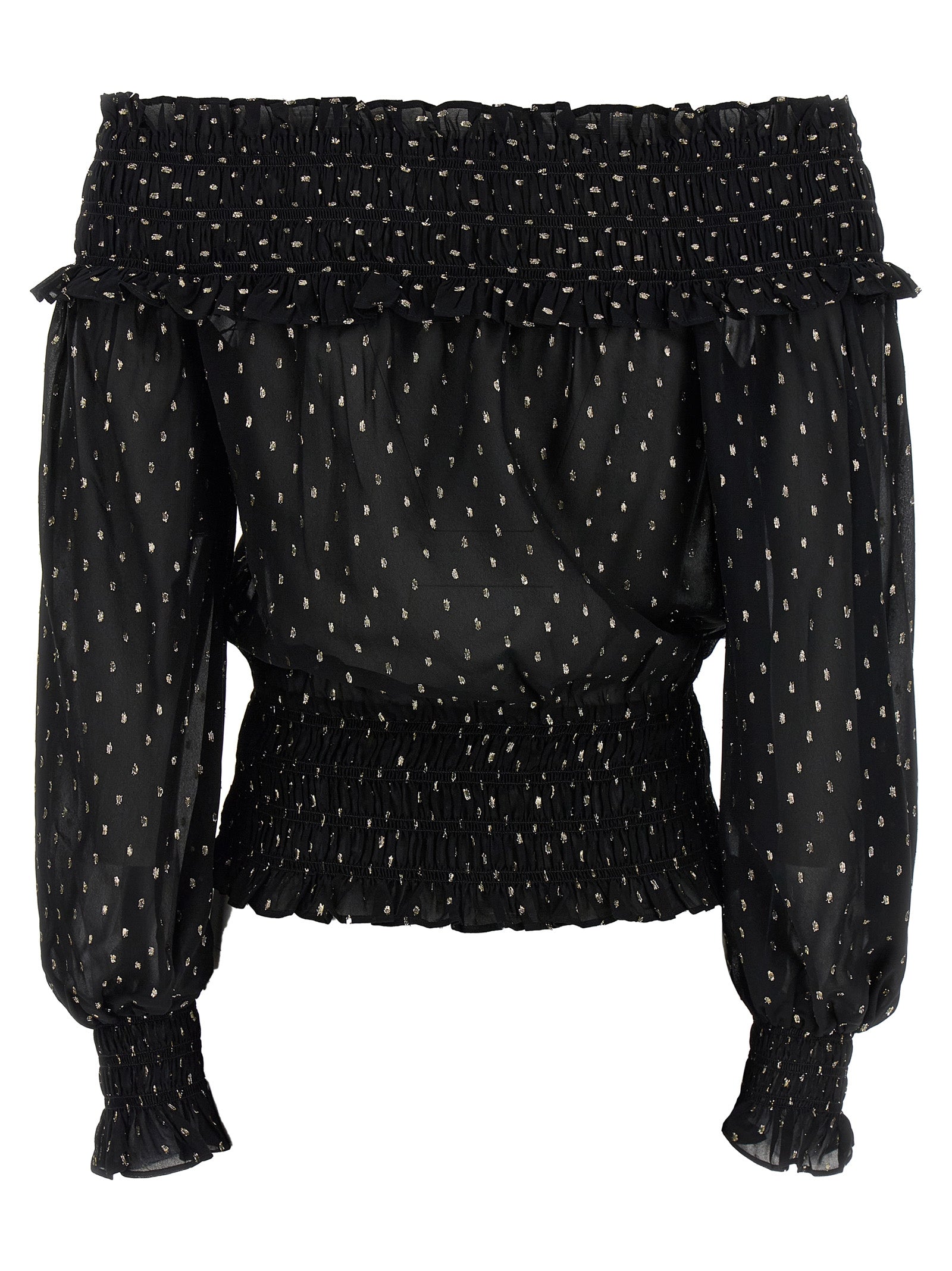 SELF PORTRAIT - SELF PORTRAIT - ’Black And Gold Chiffon’ top - Women’s Tops