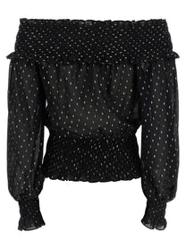 SELF PORTRAIT - SELF PORTRAIT - ’Black And Gold Chiffon’ top - Women’s Tops