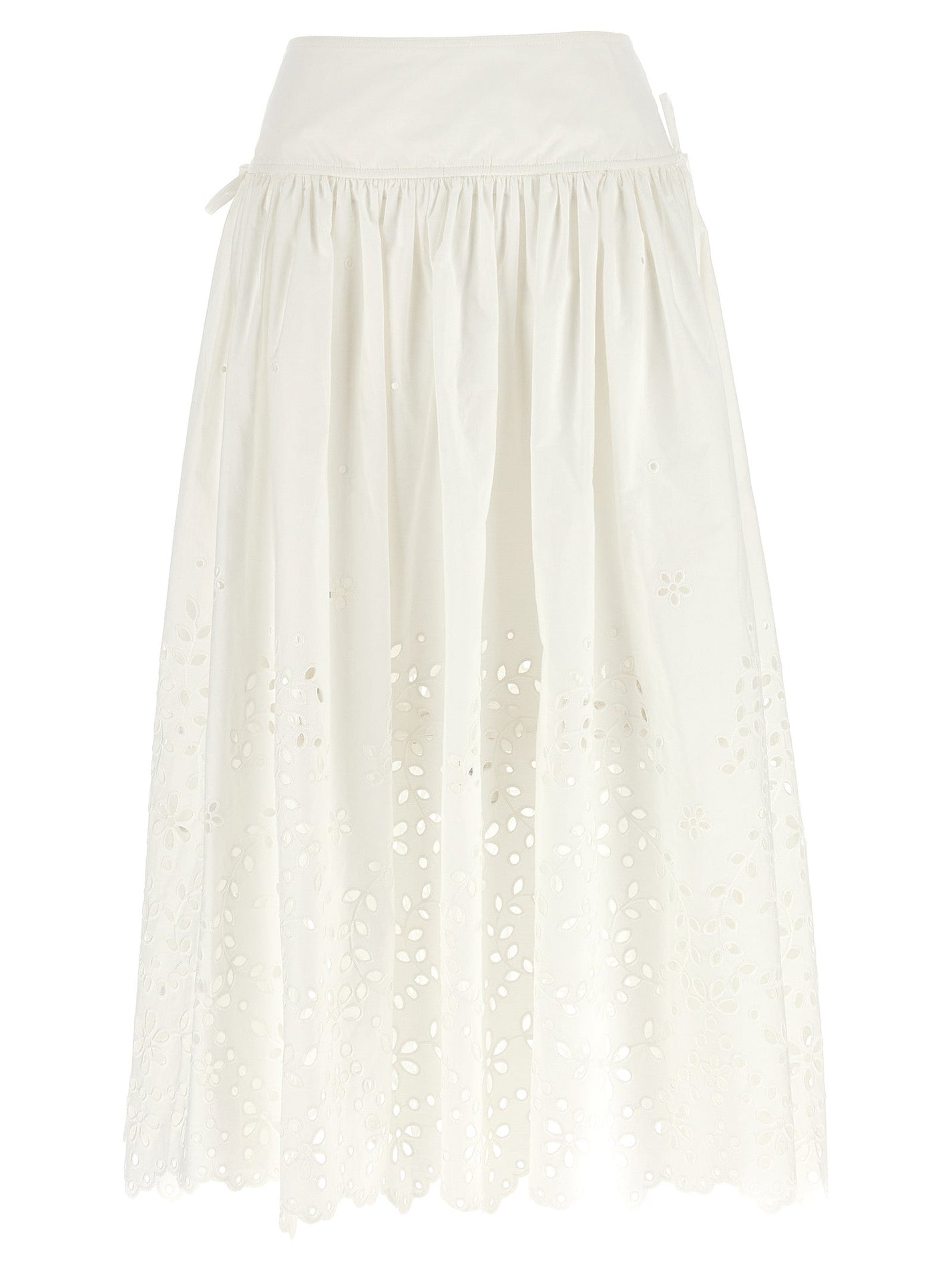 SELF PORTRAIT - SELF PORTRAIT - ’White Cotton Embroidered Midi’ skirt - Women’s Clothing