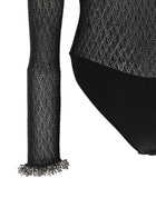 self-portrait Openwork Knitted Bodysuit Black, view 4