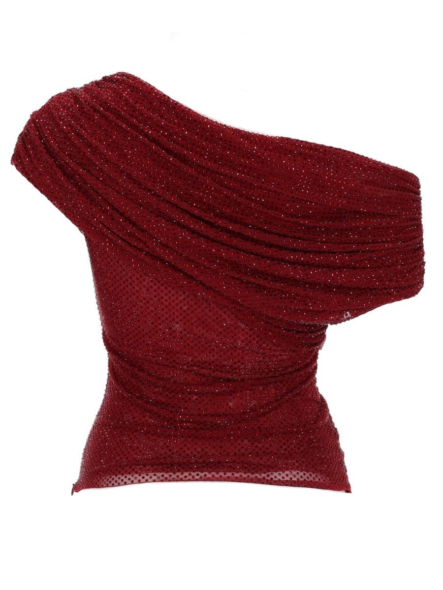 self-portrait Women's Asymmetrical Top Red, view 2