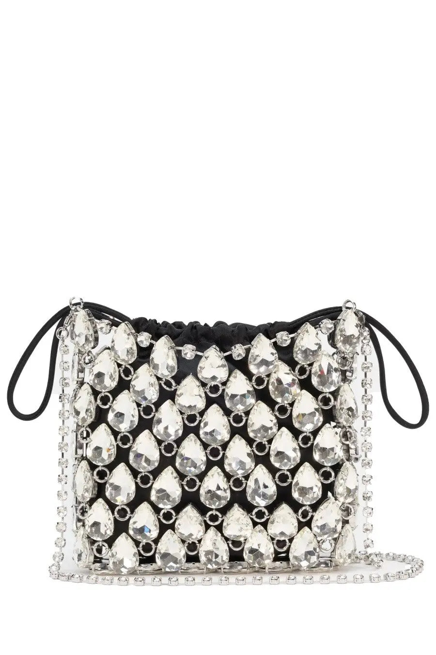 self-portrait Women's Crystal-Embellished Knit Metallica Mini Bag Silver, view 2