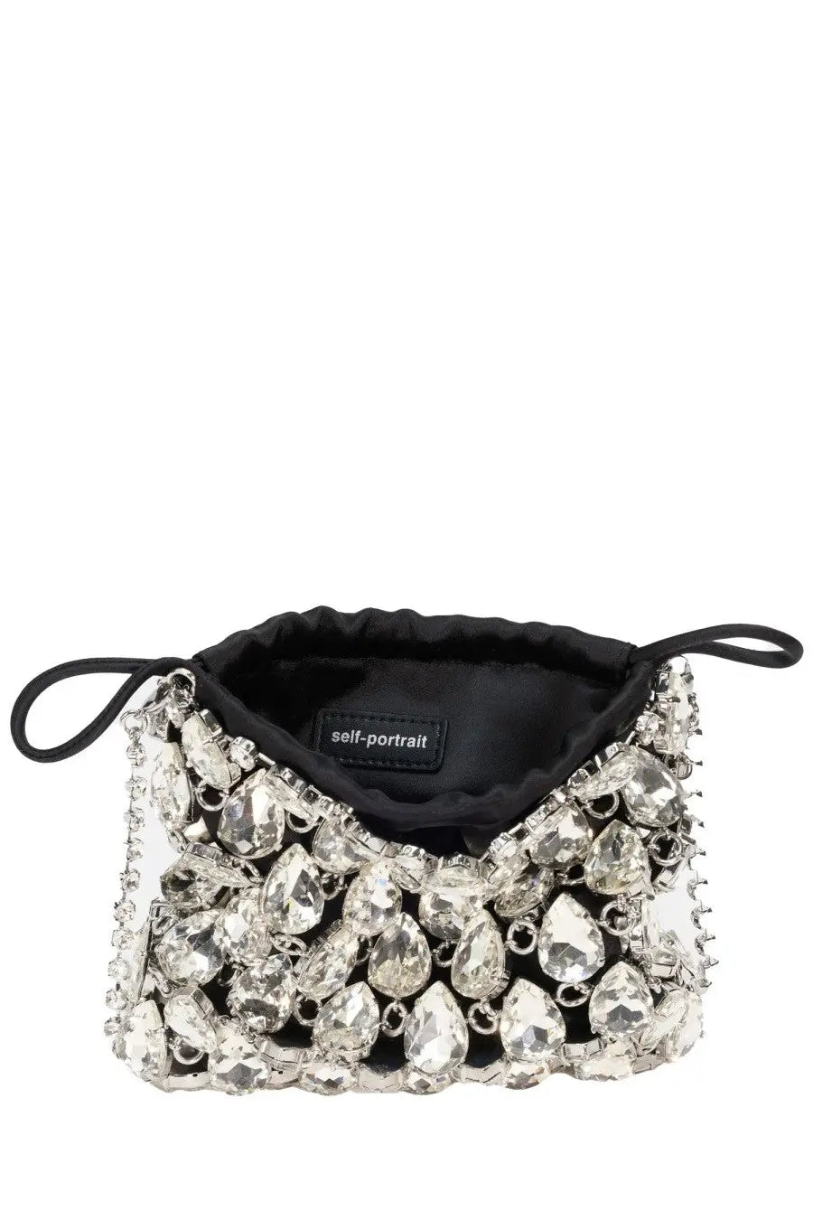self-portrait Women's Crystal-Embellished Knit Metallica Mini Bag Silver, view 4