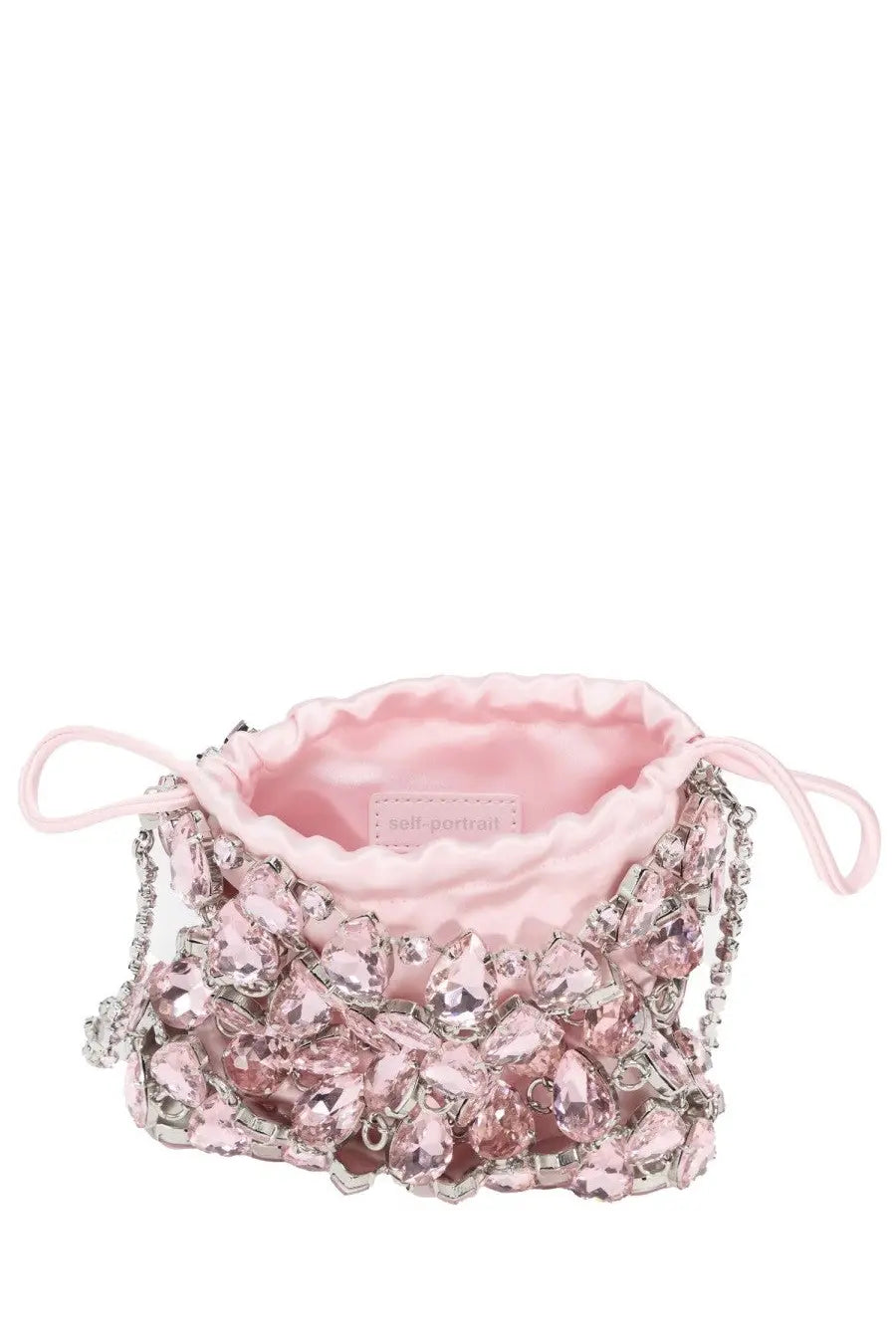 self-portrait Women's Crystal-Embellished Knit Metallica Mini Bag Blue, view 4