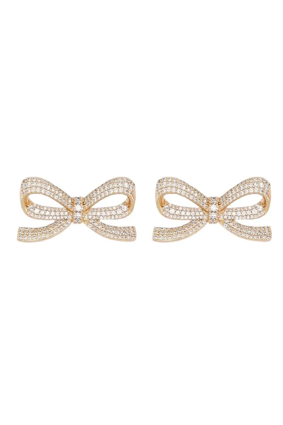 Self-portrait women bow earrings gold-tone with sparkling clear crystal embellishments for elegant wear
