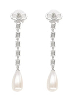self-portrait Women's Bow Pearl Droplet Earrings Silver, view 2