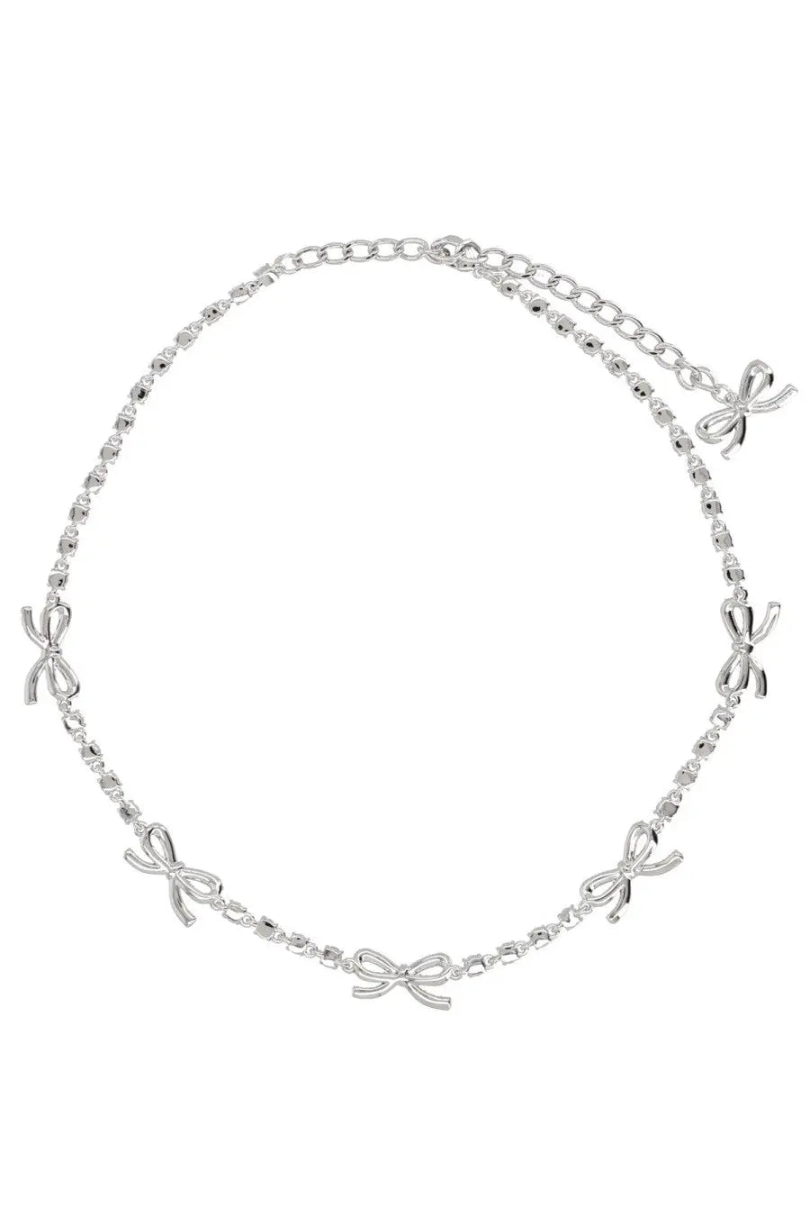 Silver chain necklace with delicate crystal bow charms from self portrait womens collection