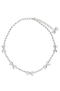 Silver chain necklace with delicate crystal bow charms from self portrait womens collection