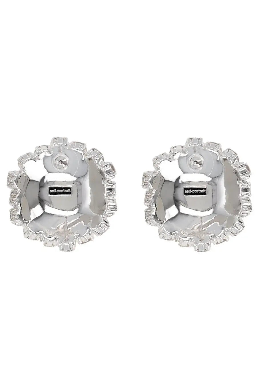 self-portrait Women's Crystal Flower Earrings Silver, view 2