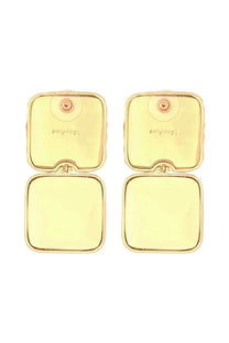 Gold-toned square compact mirrors with polished metallic finish and engraved branding for self portrait women’s earrings gold