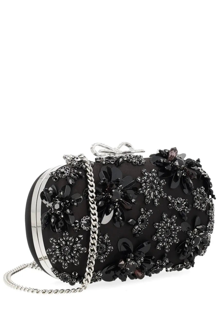 self-portrait Women's Floral Crystal Clutch Bag Black, view 2