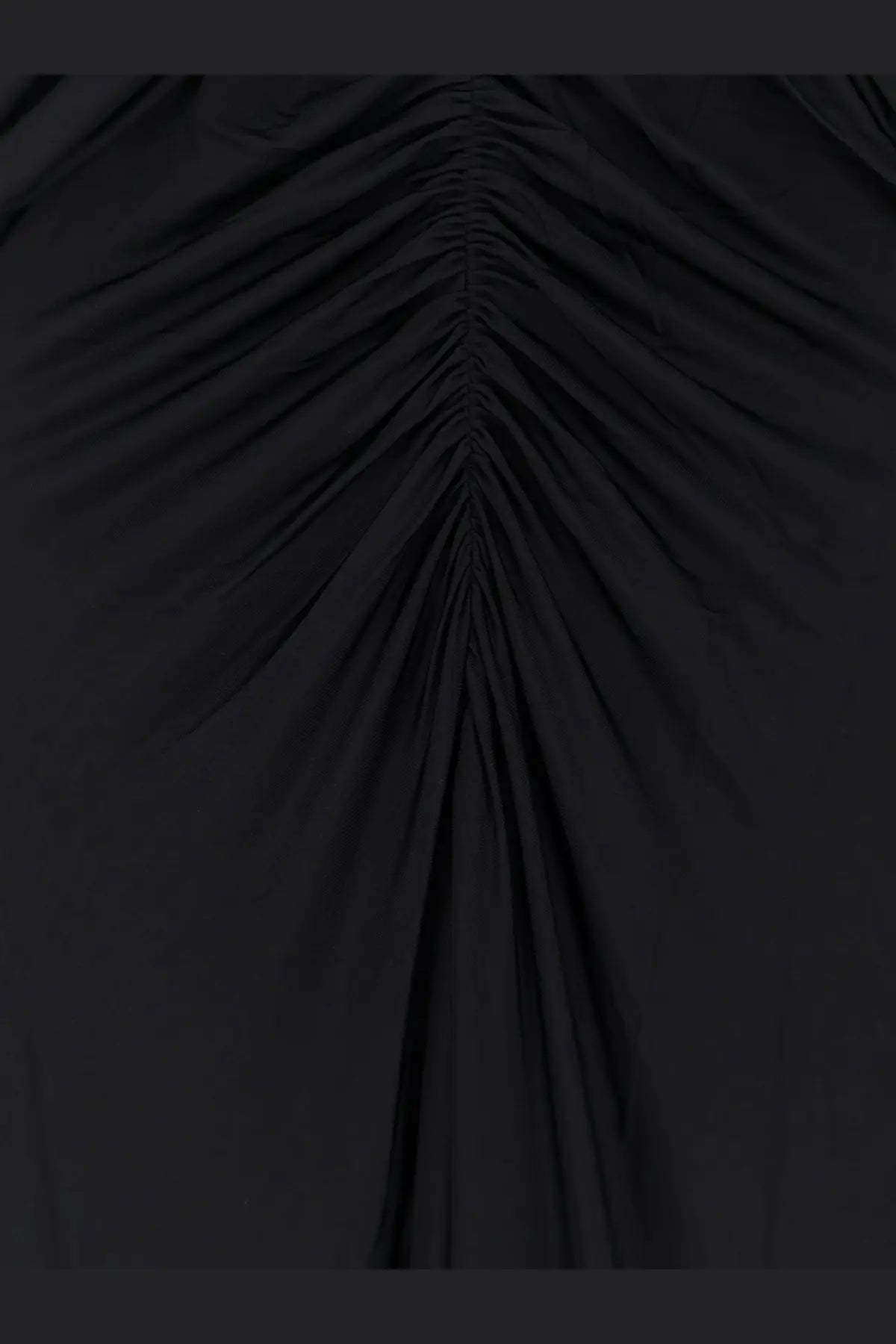 Self-portrait women’s long black jersey dress with ruched fabric and gathered pleated design