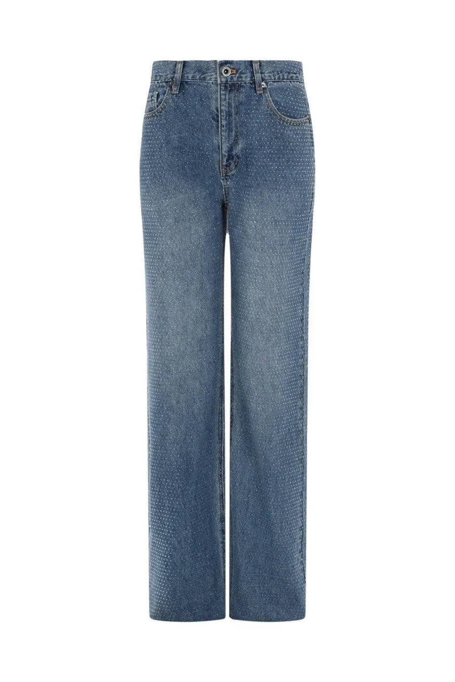Self-portrait women’s blue denim jeans with subtle textured pattern and classic five-pocket design