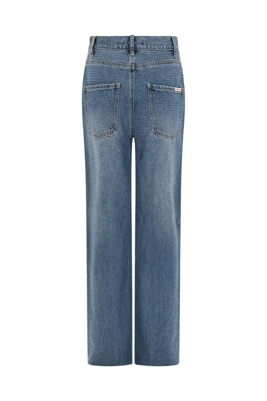 Self-portrait women’s blue denim jeans with a wide-leg cut and subtle fading