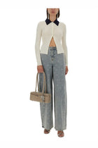 self-portrait Women's Merino Wool Cardigan White, view 2