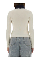 self-portrait Women's Merino Wool Cardigan White, view 3