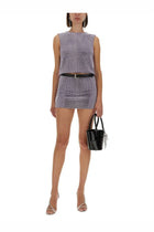 self-portrait Women's Metal Mesh Skirt Purple, view 2