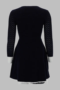 self-portrait Women's Mini Abito in Maglia Con Fiocco Blue