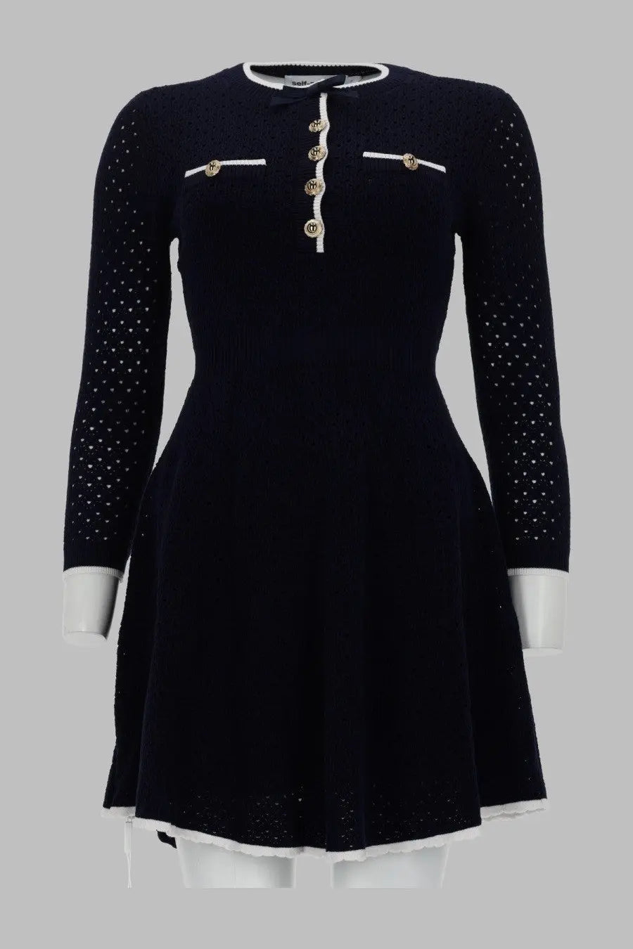 self-portrait Women's Mini Abito in Maglia Con Fiocco Blue