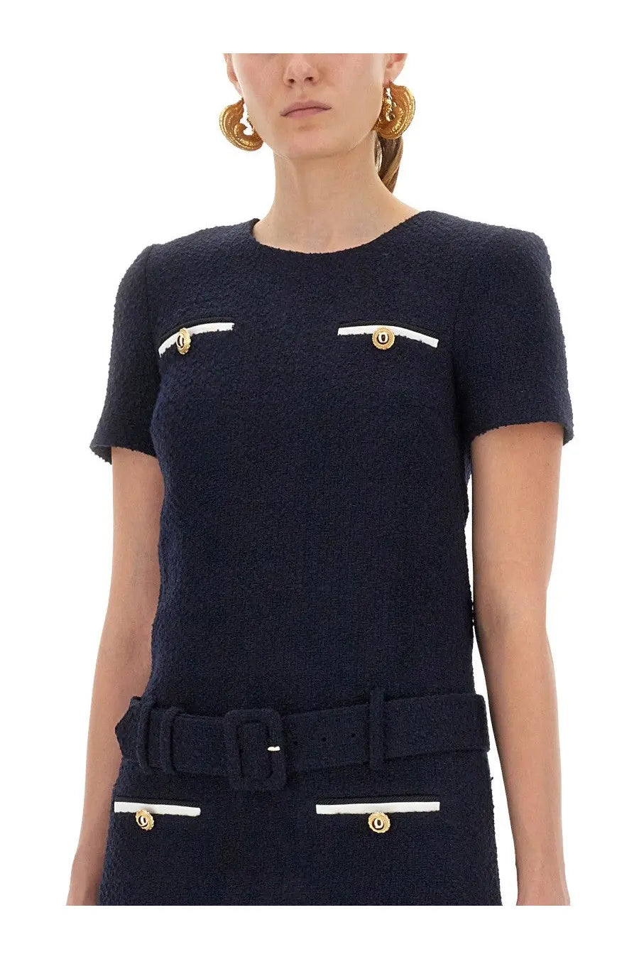 self-portrait Women's Mini Boucle Dress Blue, view 4