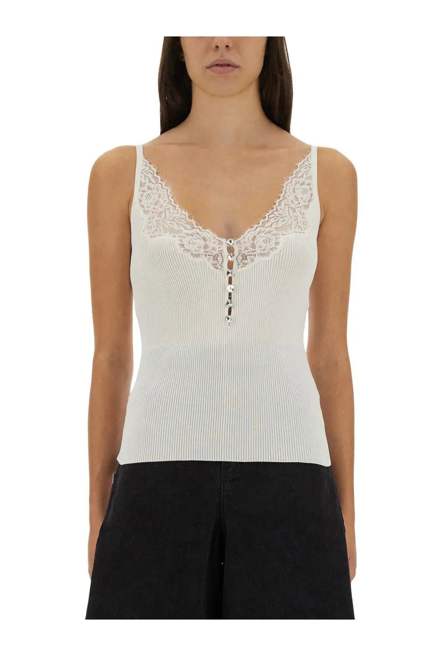 self-portrait Women's Ribbed Knit Top White