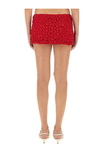 Selia richwood women’s vibrant red ruched mini skirt with textured gathered fabric perfect for stylish occasions