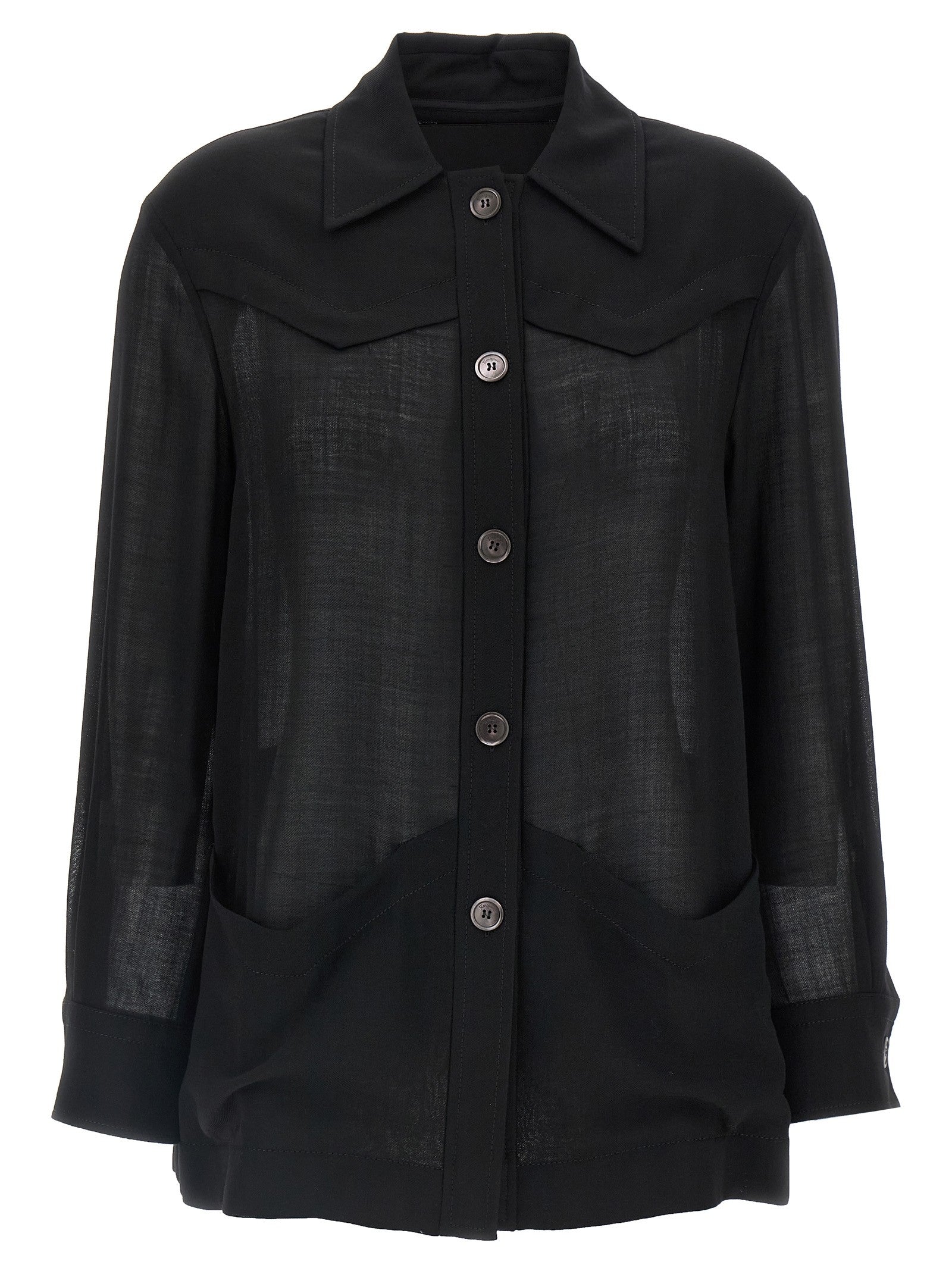 Ferragamo Semi Sheer Wool Jacket Black